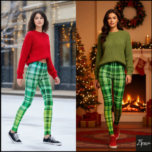 Leggings Motif à carreaux dégradé bleu vert vibrant