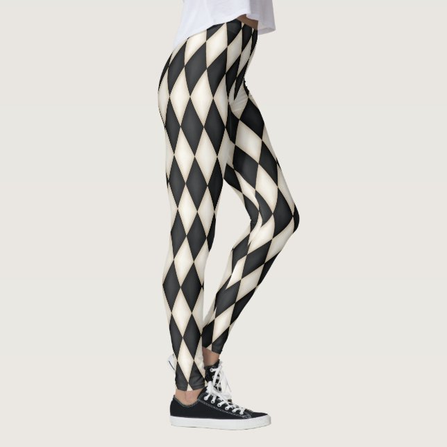 Leggings Motif à carreaux diamant Harlequin noir et blanc (Droite)