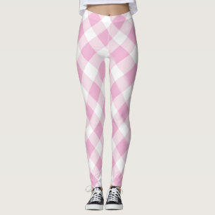 Leggings Motif à carreaux rose et blanc pour adolescente fé