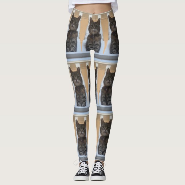 Leggings Motif à carreaux Tabby Cat (Devant)