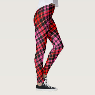 Leggings Motif à carreaux tartan gras rouge noir 