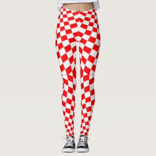 Leggings Motif À damiers blanc rouge