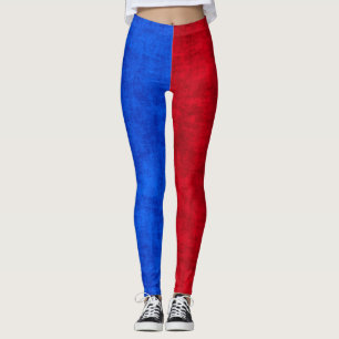 Leggings Motif à deux tons bleu et rouge