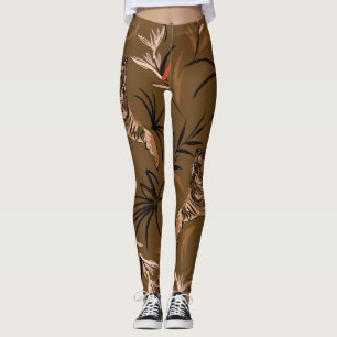 Leggings Motif à fleurs de paradis de tigres tropicaux