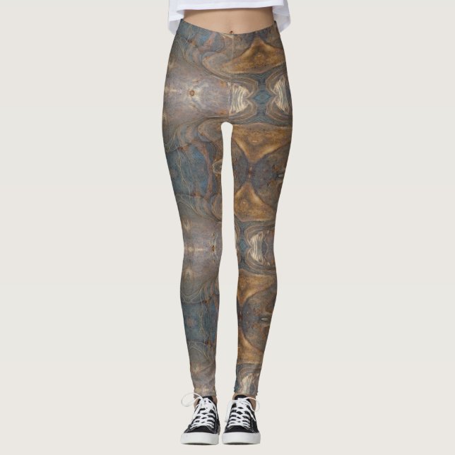Leggings Motif à grains de bois Neutre Brown rayé Abstrait (Devant)