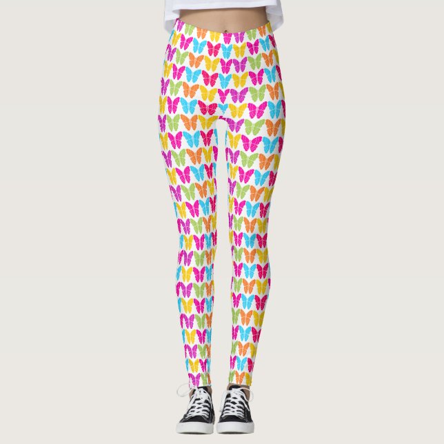 Leggings Motif à papillon arc-en-ciel mignon (Devant)