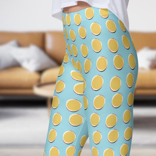 Leggings Motif à points bleu et jaune doré élégant