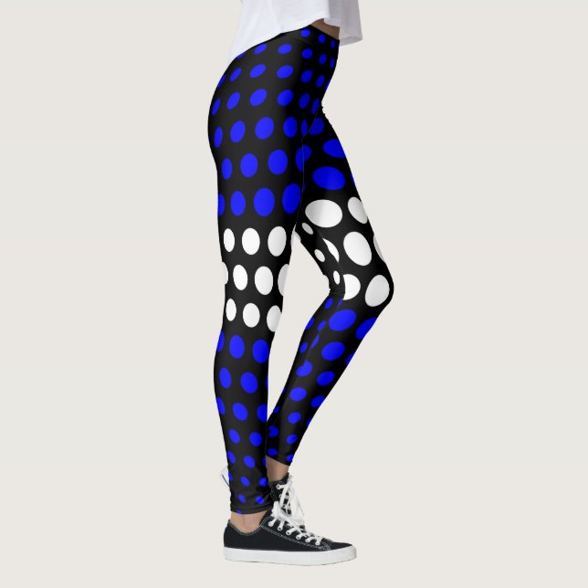 Leggings Motif à points Polka blanc et bleu (Droite)