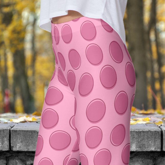 Leggings Motif à points rose moderne (Polka Dot on Carnation Pink Leggings)