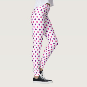 Leggings Motif à pois blanc violet rose 
