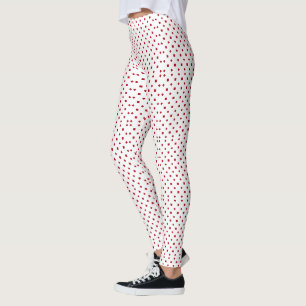 Leggings Motif à pois rouge cramoisi et blanc élégant