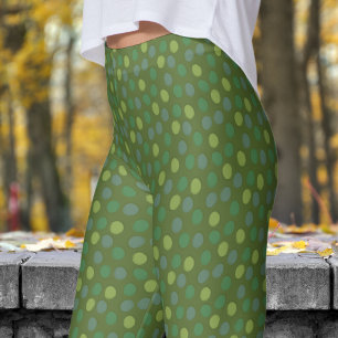 Leggings Motif à pois vert tendance et vert olive