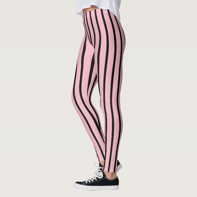 Leggings Motif à rayures rose et noire (Gauche)