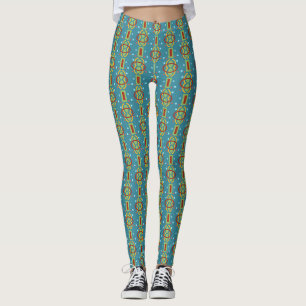 Leggings Motif Abstrait à pointillés sur Arrière - plan ble