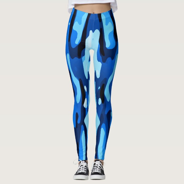 Leggings Motif Abstrait bleu (Devant)