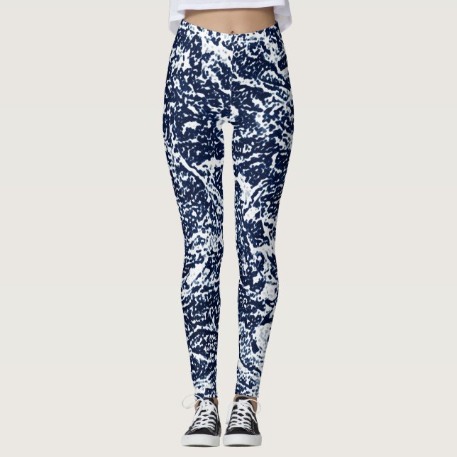 Leggings Motif Abstrait bleu foncé (Devant)