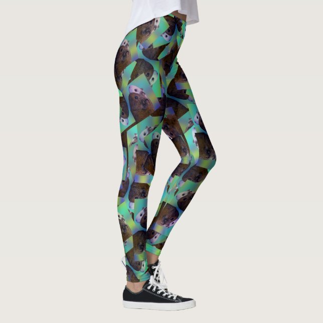 Leggings Motif Abstrait De Cochon De Guinée Brown Et Blanch (Droite)