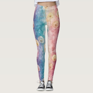Leggings Motif Abstrait de Pissenlit Vintage (3)