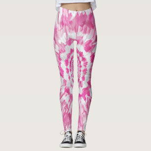 Leggings Motif Abstrait en Spirale Tie-Dye Rose