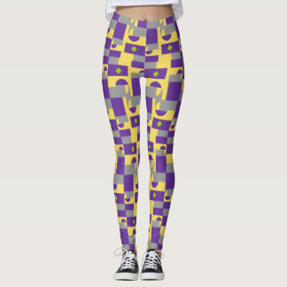 Leggings Motif Abstrait jaune pourpre avec demi-cercles