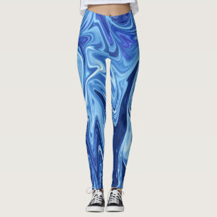 Leggings Motif abstrait liquide bleu