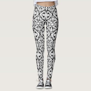 Leggings Motif Abstrait noir et blanc rustique