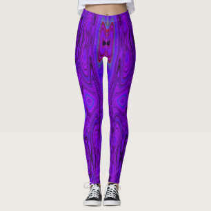 Leggings Motif Abstrait Rétro Violet et Bleu Royal