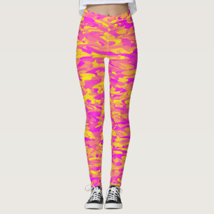 Leggings Motif Abstrait rose jaune orange