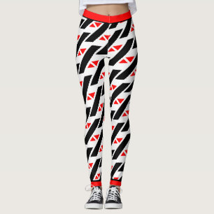 Leggings Motif abstrait rouge blanc noir absolu