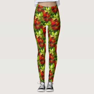 Leggings Motif Abstrait rouge et vert