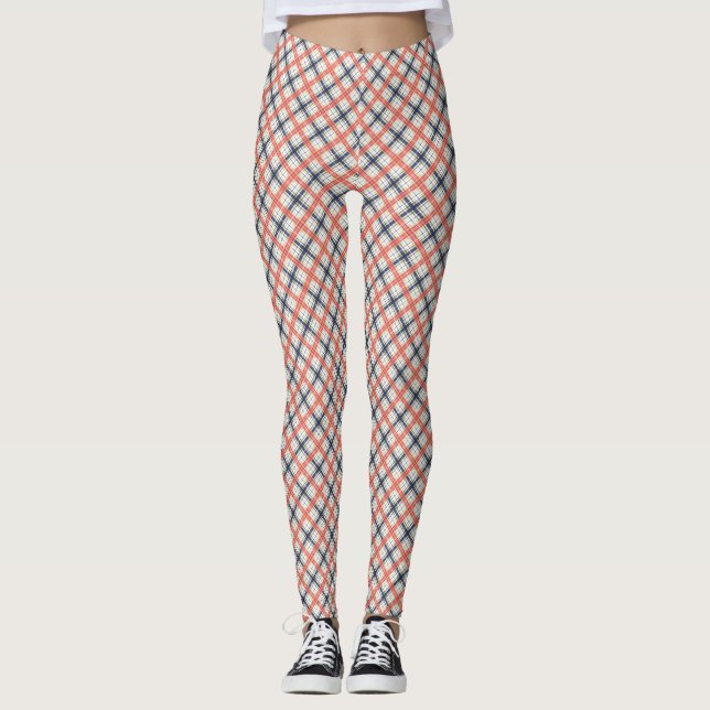Leggings Motif abstrait sans à damiers plaid (Devant)
