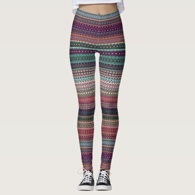 Leggings motif abstrait tribal strié (Devant)