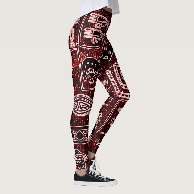 Leggings Motif Africain Rouge-Noir-Blanc (Droite)