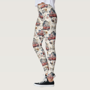 Leggings Motif Américain de Maison de Ferme pour le 4 Juill