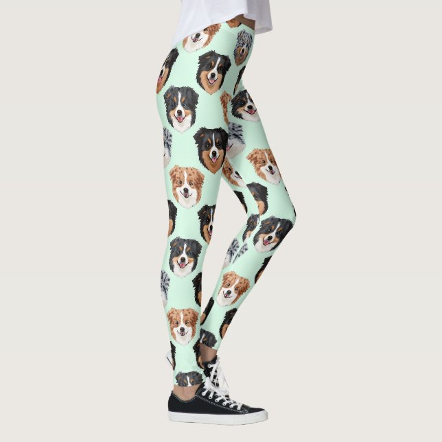 Leggings Motif Amoureux de Chien Berger Australien Mignon (Droite)