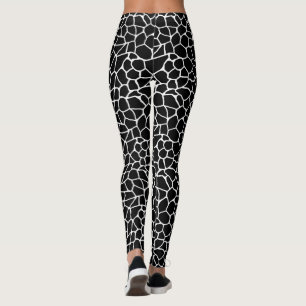 Leggings Motif animal d'impression noir et blanc de girafe