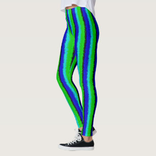 Leggings Motif arc-en-ciel bleu vert abstrait 3D