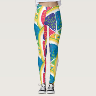 Leggings Motif arc-en-ciel tranche de citrus coloré abstrai