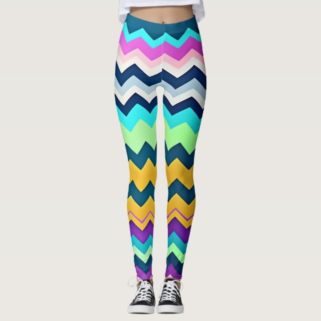 Leggings Motif arc-en-ciel Zig zagging pastel (Devant)