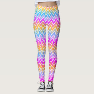 Leggings Motif arc-en-ciel Zigzag rose, bleu jaune orange
