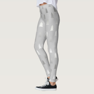 Leggings motif argenté moderne élégant d'arbre de Noël