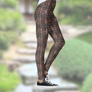 Leggings Motif Art déco noir et cuivre