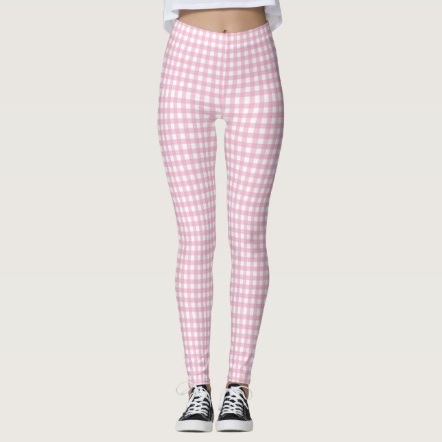 Leggings Motif assez rose de contrôle de guingan (Devant)