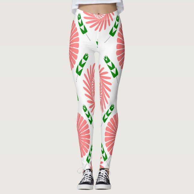 Leggings motif aux fleurs roses (Devant)