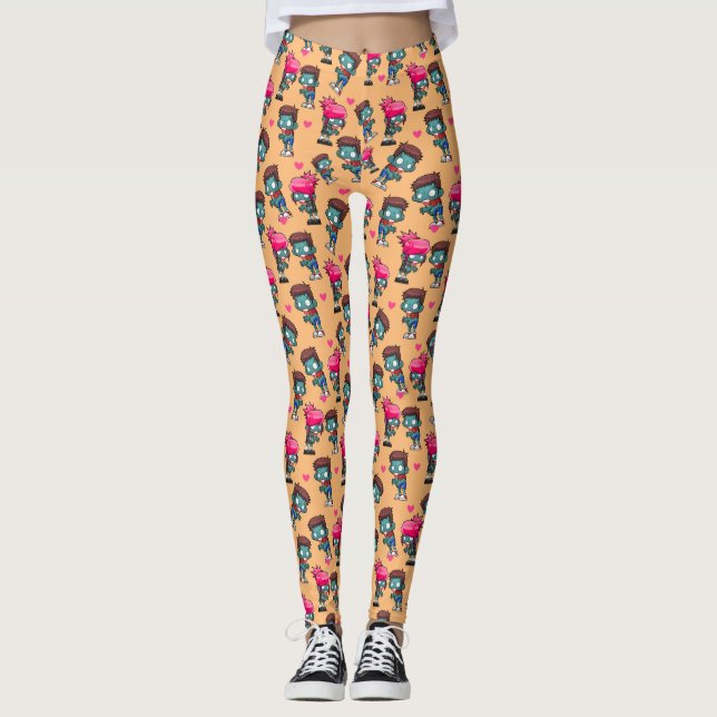 Leggings Motif avec de mignonnes filles Zombies, garçons et (Devant)