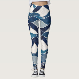 Leggings Motif blanc bleu 01