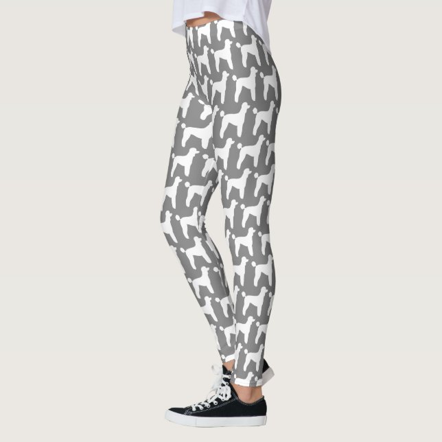 Leggings Motif blanc de silhouettes de caniche standard (Gauche)