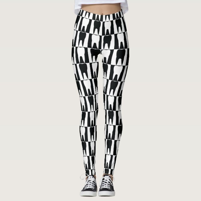 Leggings Motif blanc et noir de dents (Devant)