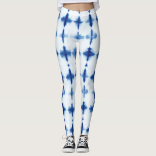 Leggings Motif bleu blanc Shibori Indigo Blue Tie Dye
