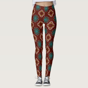 Leggings Motif bleu Brown